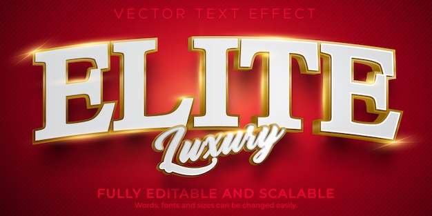 Vector elite editable text effect golden luxury text style