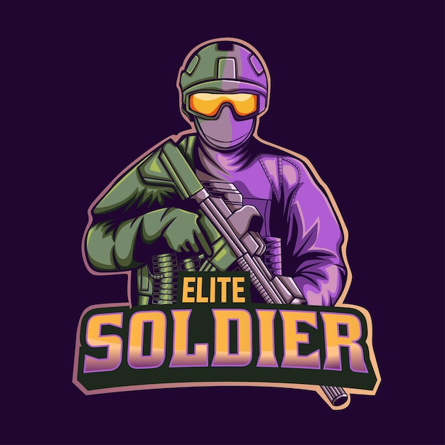 Modello di logo mascotte soldato elite