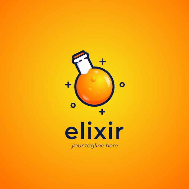 Elixir bottle logo with orange liquid