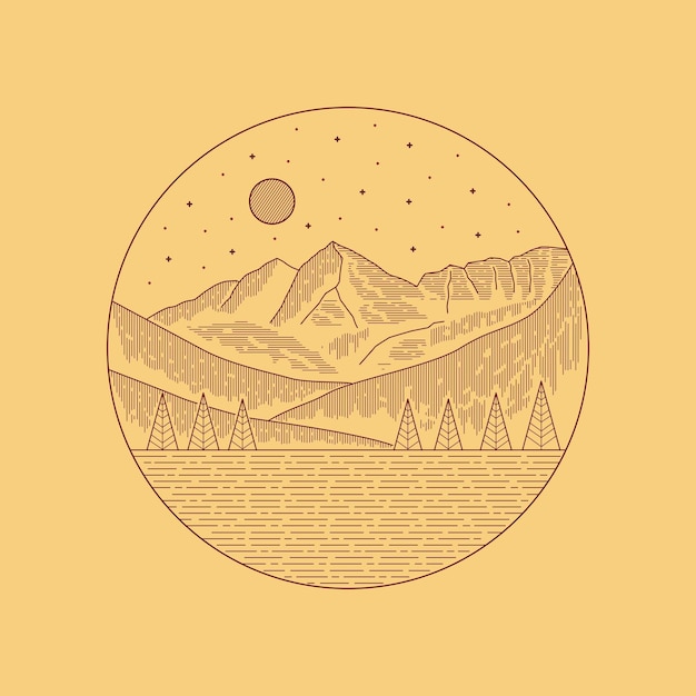 Elk Mountain Colorado in mono line art design voor badge sticker patch t-shirt design etc