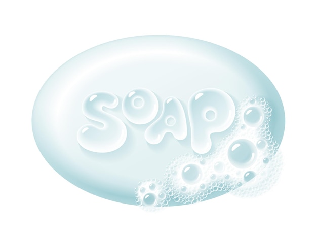 Vector ellipse bar of soap with foam isolated on white. easy recolored vector