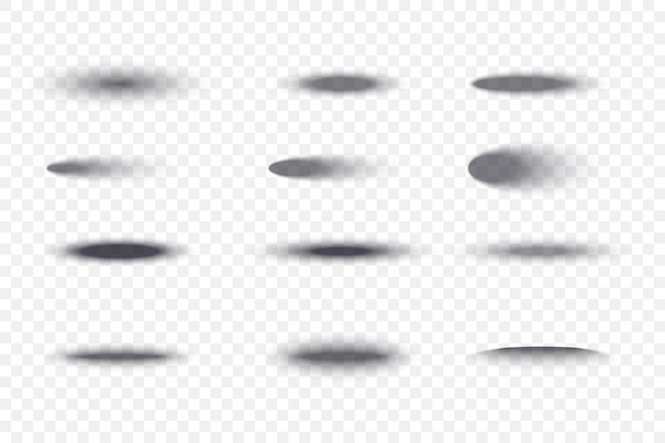 Vector ellipse drop shadow set gradient blurred transparent realistic elements