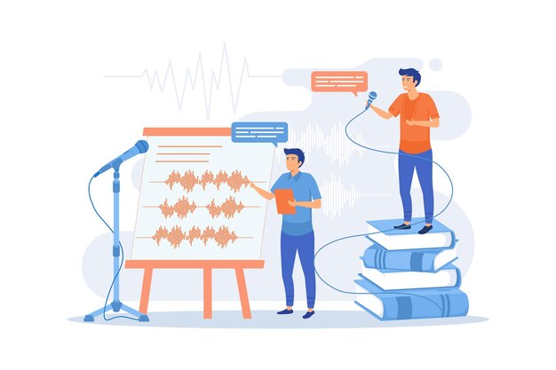 Lezione di elocuzione miglioramento del parlato formazione vocale in studio di registrazione tecniche di proiezione vocale