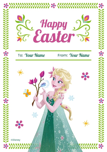 Vector elsa frozen easter card