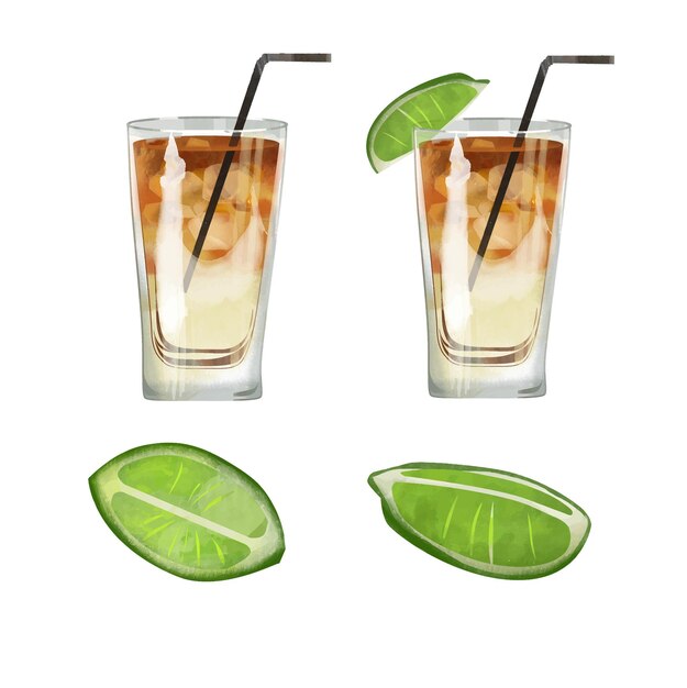 Vettore illustrazione del cocktail dell'acquerello di eltropo