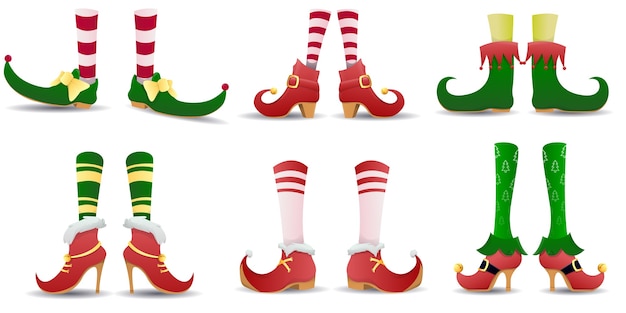 Vector elven legs elves shoes hat christmas