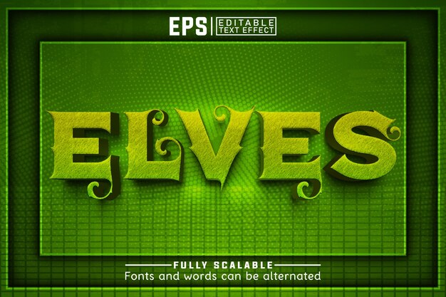 Vector elves 3d editable text effect