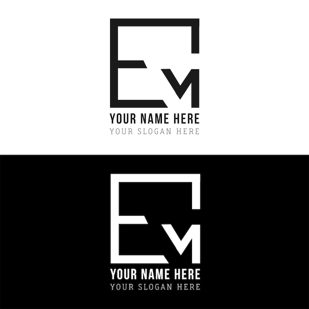 Vettore em me lettera logo design in vettore splendido modello di layout di design professionale con il nero