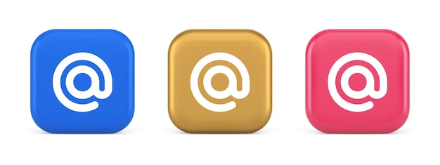 Email address digital symbol button internet chatting cyberspace communication 3d realistic icons