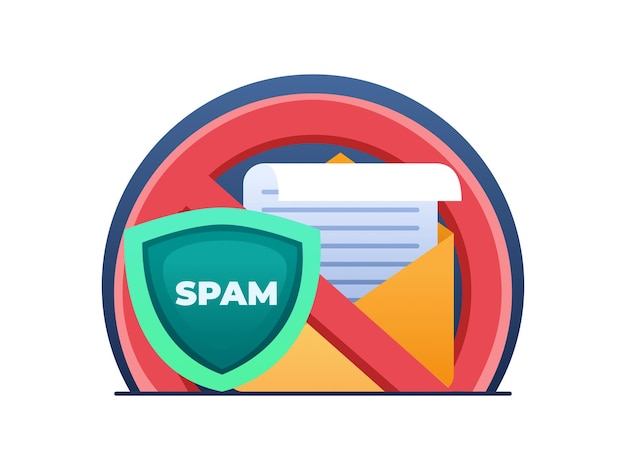 Concetto di design piatto anti-spam e-mail