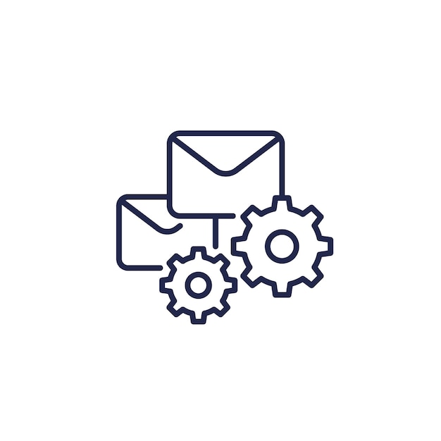 Email automation line icon on white