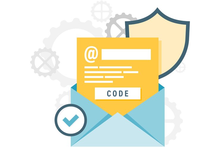 Vector email code verification illustration
