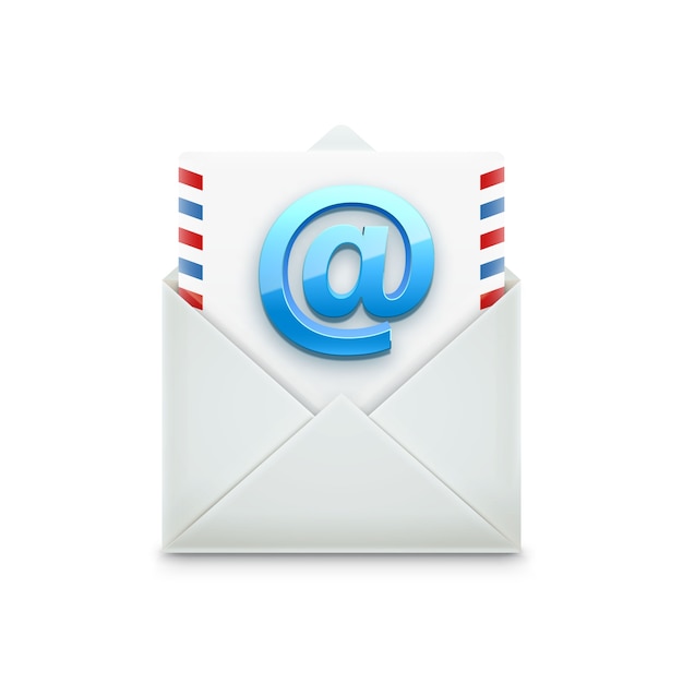 email concept realistic object isolated on white