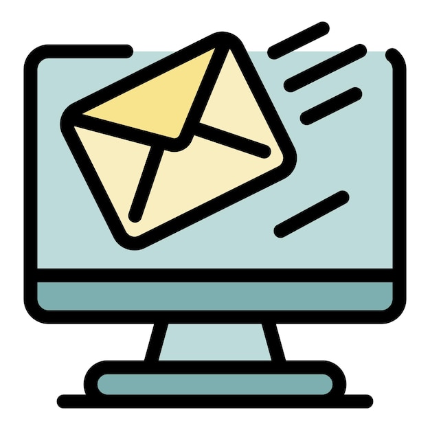 Email on display icon Outline email on display vector icon color flat isolated