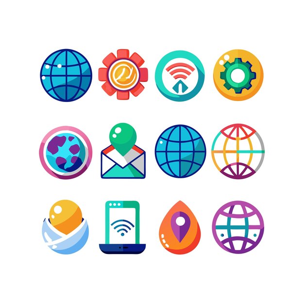 Vector email and global web icon set vector