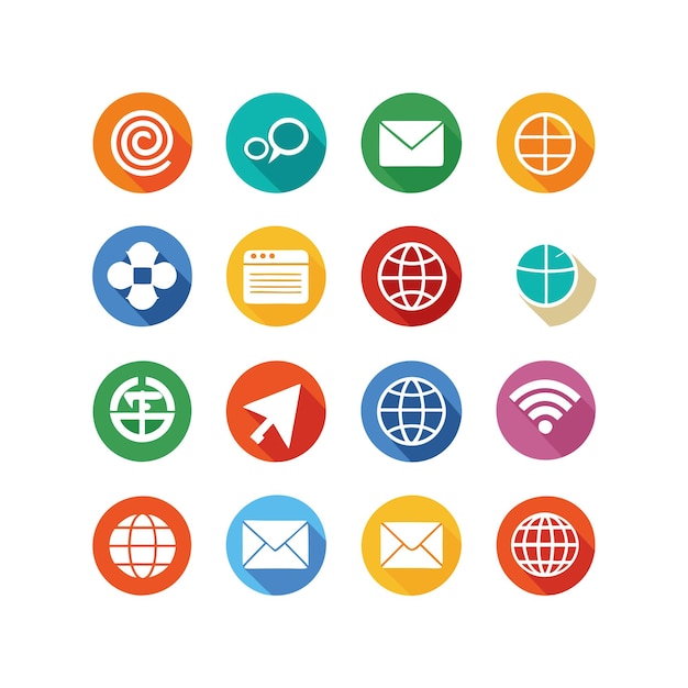 Vector email and global web icon set vector