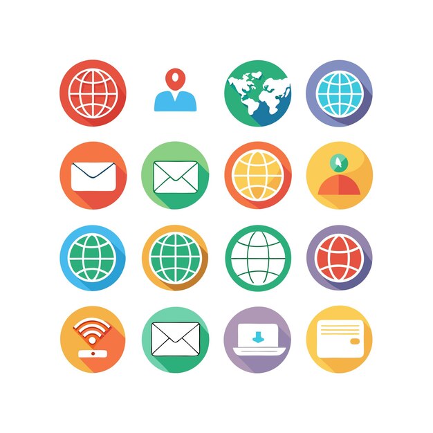 Vector email and global web icon set vector