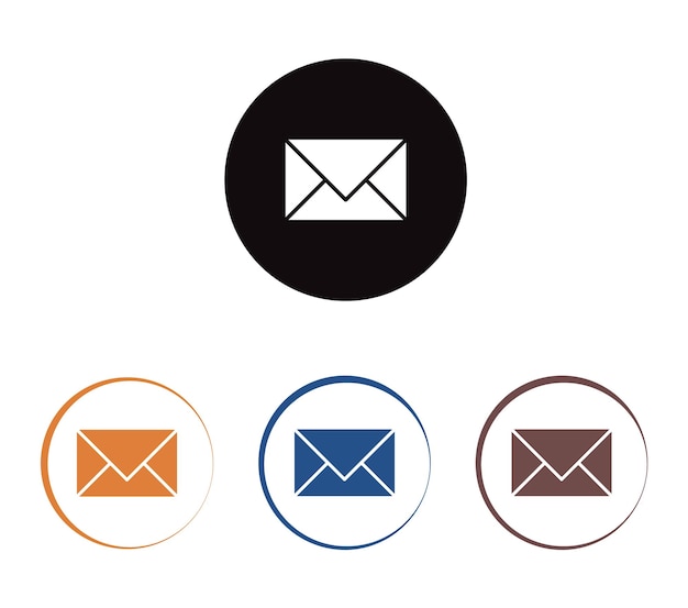 Email Icon Set in Flat Style. Email Icon in 4 Styles, Vector Illustration
