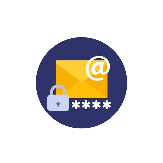 Email icon with password flat vector