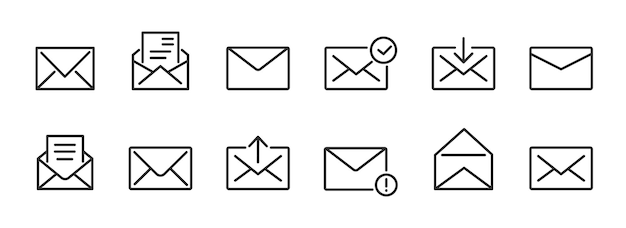 Email icons set Letters email notification incoming outbox mail Vector