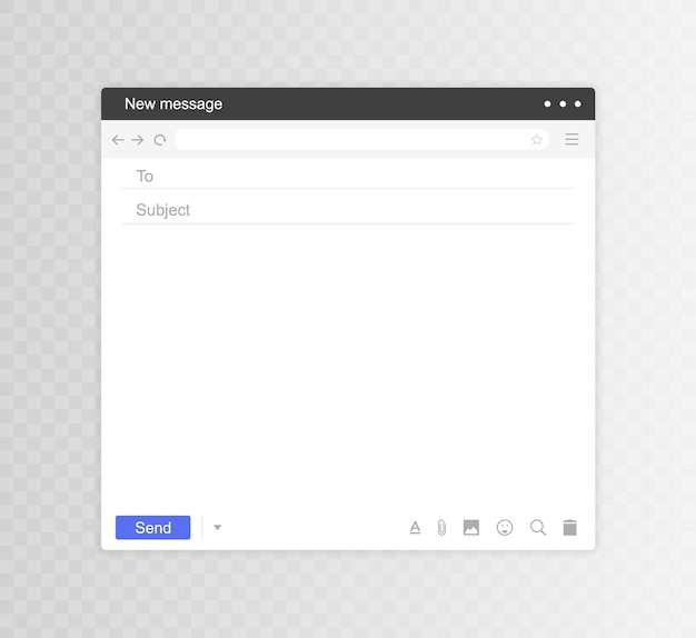 Vector email interface mail window template internet message isolated frame blank email modern flat style vector illustration