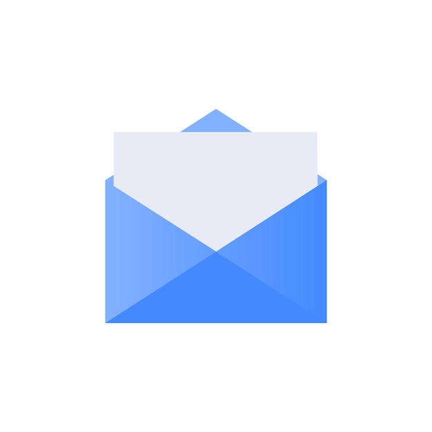 Email letter icon. Modern vector illustration. Single pictogram. Open letter blue color on white