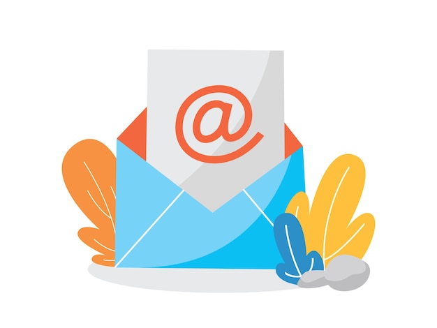 Email or mail concept. Receive message in letter box. Mail notification. Incoming message in the envelope.    illustration