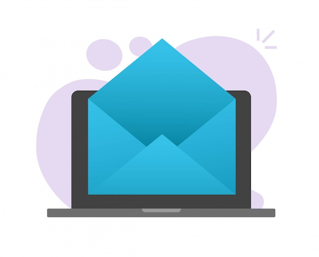 Email mail envelope empty blank on laptop computer pc vector icon