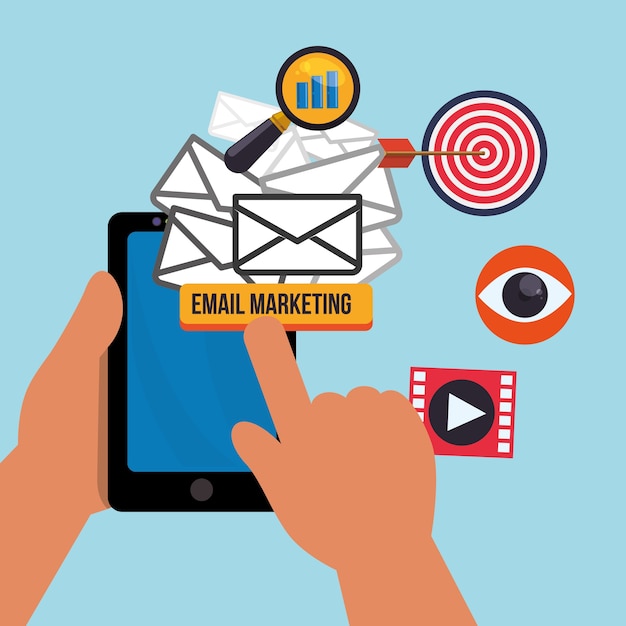 Vettore progettazione di email marketing e comunicazione