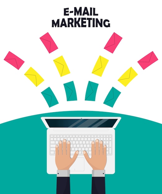 Illustrazione del concetto di email marketing in stile piatto