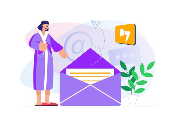 Email marketing concept with people scene Vector illustration