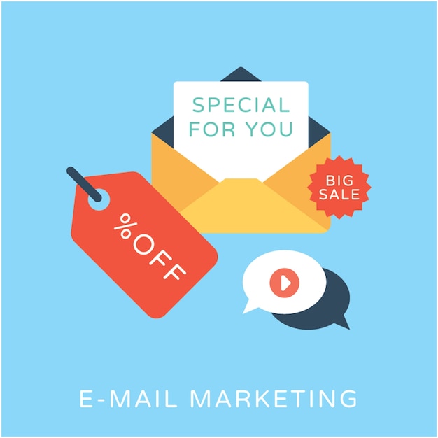 Icona di vettore piatto di email marketing