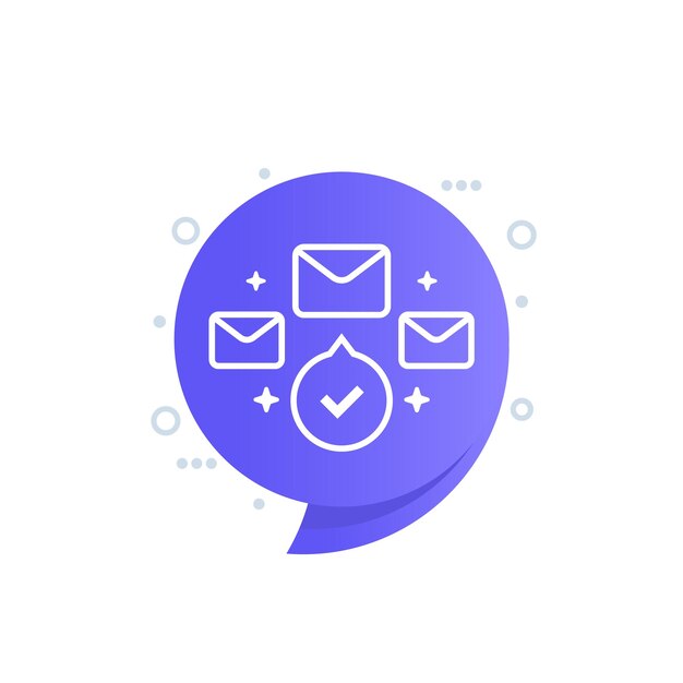 Email marketing icon with a check mark vector