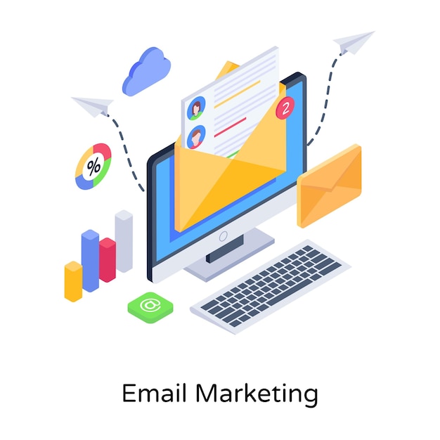 Email marketing isometric illustration