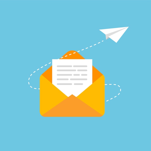 Email marketing and messaging Concept of mail sending with paper plane Flying envelope Vector