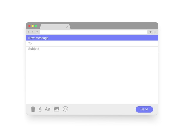 Vector email message blank window email empty frame mail mock up template window browser