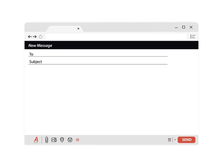 Vector email message blank window template. blank e-mail browser window. e-mail blank template internet mail frame interface for message. user interface web panel send.contact form interface