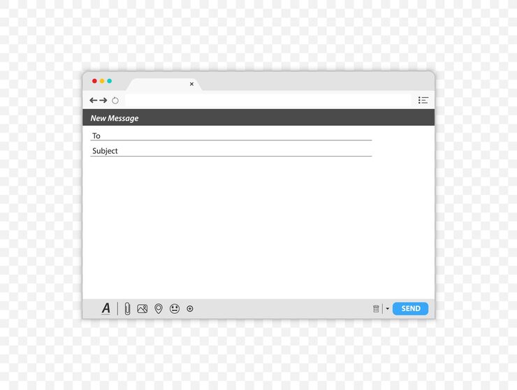 Vector email message blank window template. blank e-mail browser window. e-mail blank template internet mail frame interface for message. user interface web panel send.contact form interface
