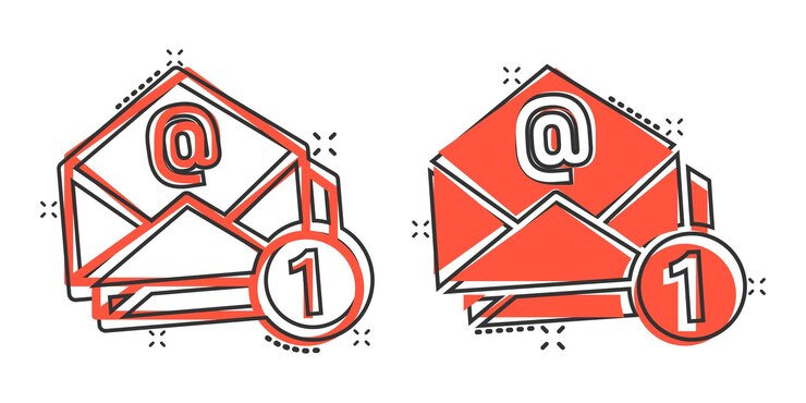 Vector email message icon in comic style mail document cartoon vector illustration on white isolated background message correspondence splash effect business concept