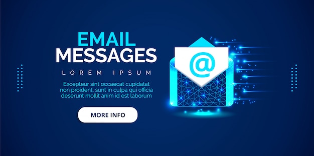 Uno sfondo di messaggi e-mail con uno sfondo blu.