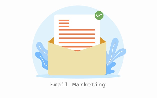 E-mail e messaggistica, invio di posta concetto di e-mail marketing. illustrazione vettoriale