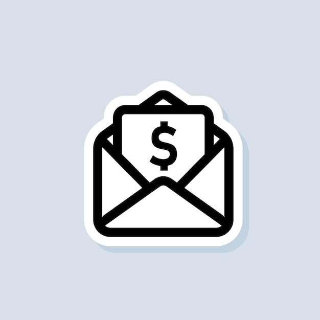 Email and messaging sticker. envelope with dolar. email icon. newsletter logo. email marketing campaign. vector on isolated background. eps 10