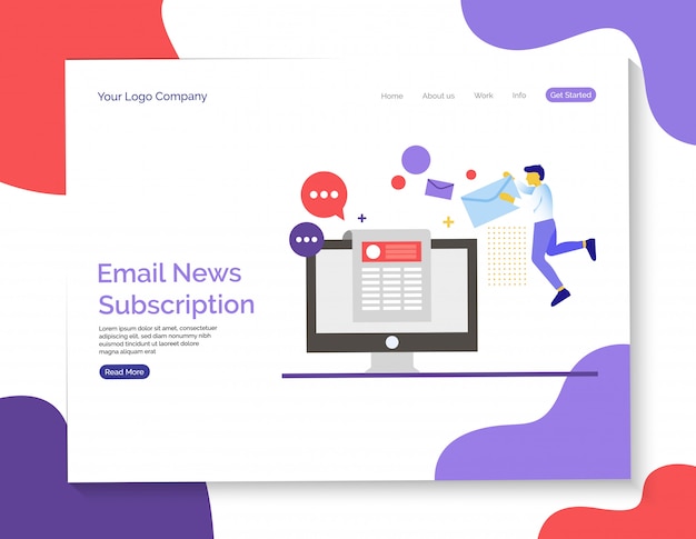 Email news and subscription anding page