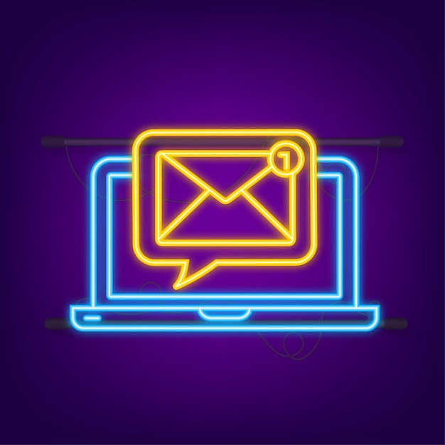 Email notification concept Neon icon New email Email Marketing Notification bell