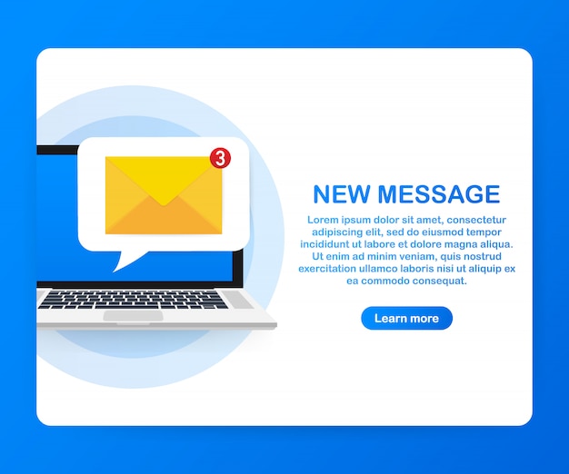 Vector email notification concept. new email on the laptop screen. .