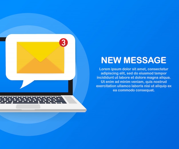 Email notification concept. New email on the laptop screen. .