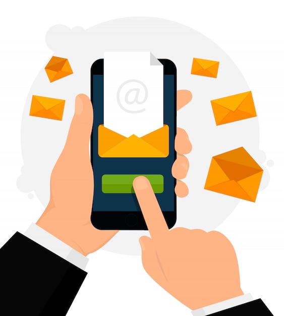 Email notification on mobile phone illustration