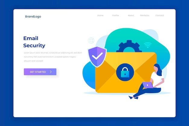 Email protection illustration landing page concept.  