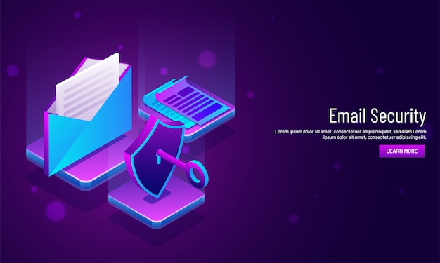 Vector email security concept based web template design.