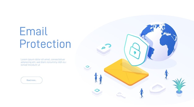 Concetto di sicurezza del servizio e-mail illustrazione isometrica vettoriale creativa messaggio di posta elettronica